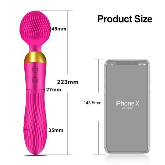 Sientice 18 Speed Dildo Vibrator Female Powerful 2 motors AV Magic Wand Clitoris Vaginas Stimulator Adults Goods Sex Toy Dildos for Women(RoseRed)