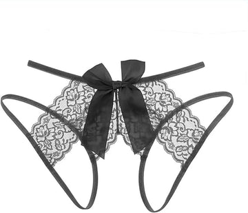 AkovichFarh Women Pearl Lace Bowknot Beads Lace Panties Erotic Thong Lingerie Underwear