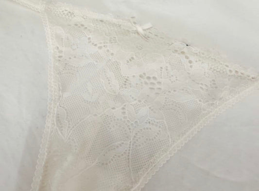 STEPHANY; Upskirt White Lace Used Worn Sexy Panties Underwear Knickers Thong