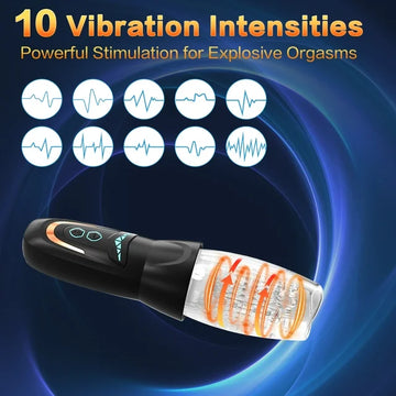 Automatic Male Masturbator Sex Toy,AMOVIBE Male Stroker with 10 Vibration, 8 Thrusting & Rotating Patterns,Sex Toys Adult Toys Penis Pump Sex Toy,Adult Toys for Men