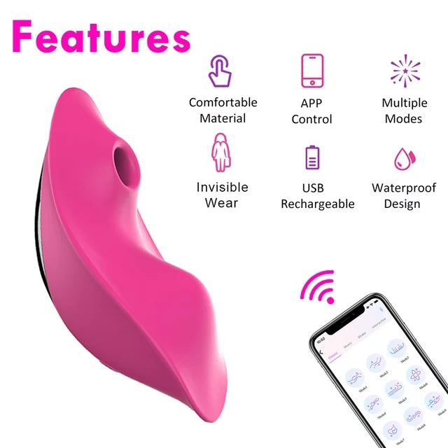 Birdsexy Wearable Panty Vibrator with APP Control, 9 Sucking Vibrating Modes Adult Sex Toys for Women, Female Wearable Sucking Vibrating Massager Rose Red