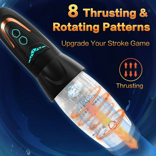Automatic Male Masturbator Sex Toy,AMOVIBE Male Stroker with 10 Vibration, 8 Thrusting & Rotating Patterns,Sex Toys Adult Toys Penis Pump Sex Toy,Adult Toys for Men