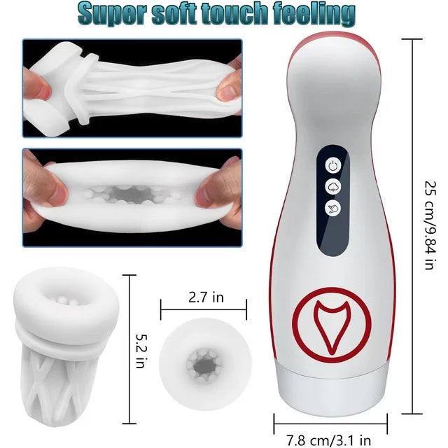 HTB Automatic Sucking Male Masturbator Sex Toys for Men, Adult Electric Pocket Stroker with 7 Suction & Vibrating Modes for Men Self-Pleasure Masturbation