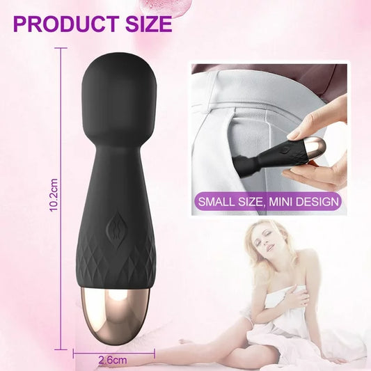 Birdsexy Small Vibrator for Women,10 Vibrating Modes Massager Stick Vibrator Female AV Vibrator - Black