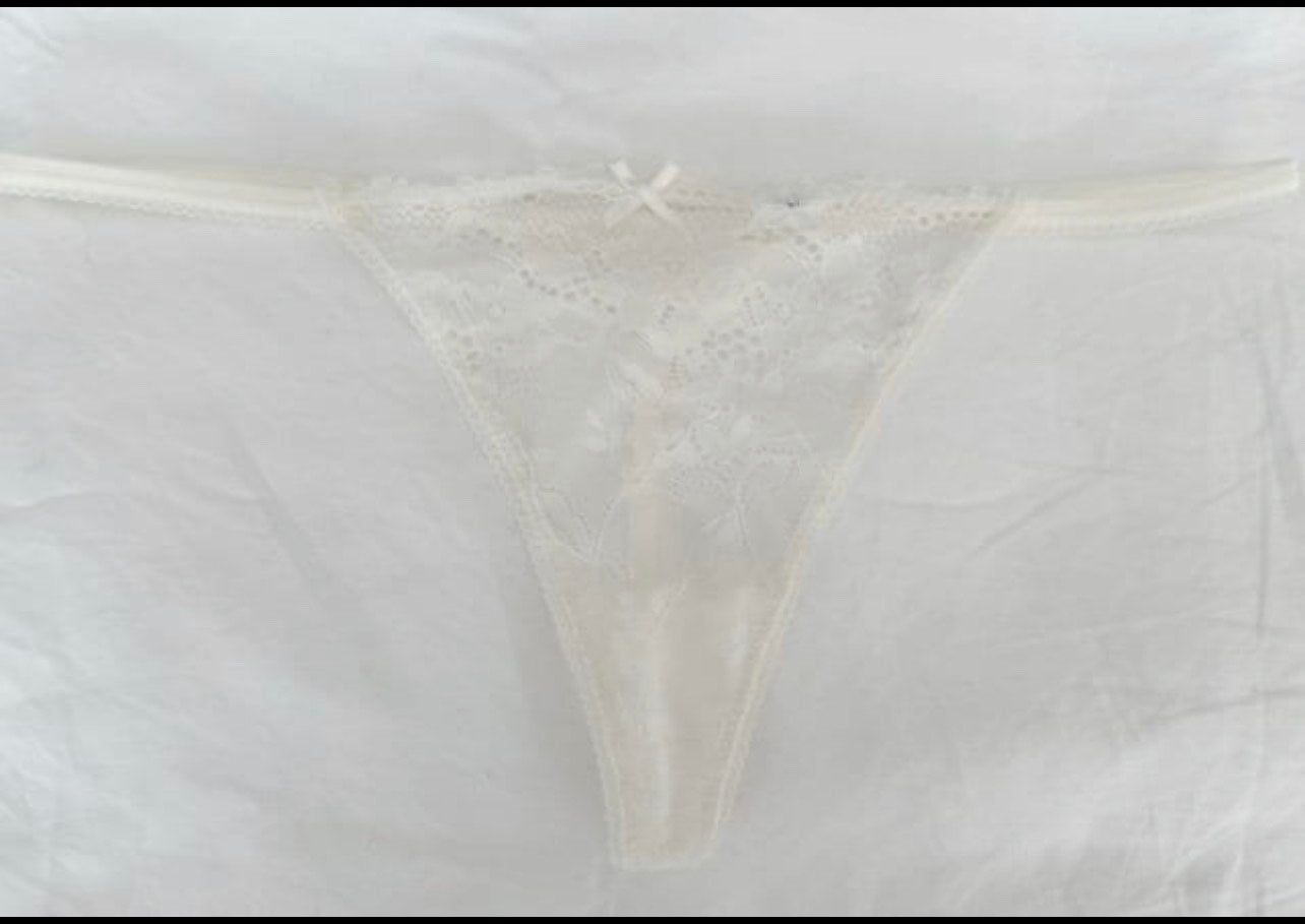 STEPHANY; Upskirt White Lace Used Worn Sexy Panties Underwear Knickers Thong