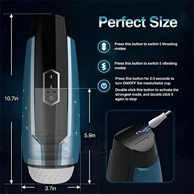 Rahmay Male Sex Toy Automatic Male Masturbator with 5 Thrusting & Vibrating Modes Electric Sex Toys for Men